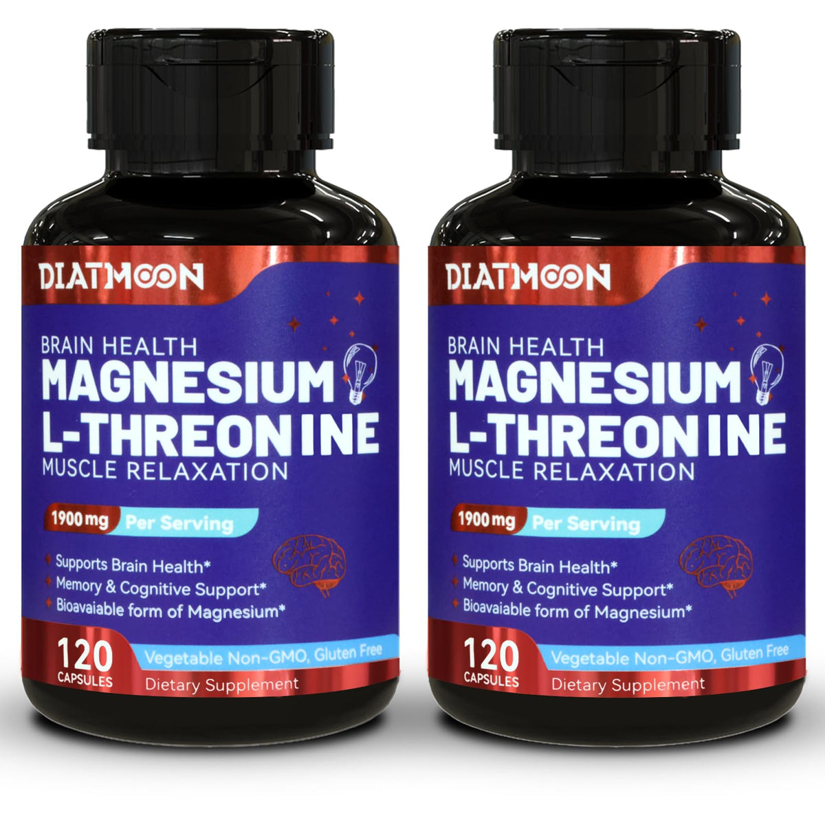 DIATMOON Magnesium L-Threonine Capsules Magnesium Threonine Supplement 1900mg Magnesium L-Threonine Non GMO Gluten Free - 240 Veg Capsules - Unique Health