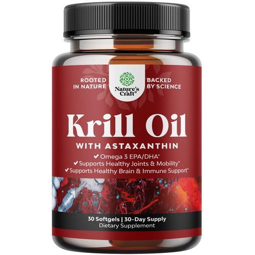 Antarctic Krill Oil 500mg Softgels - High Absorption Krill Oil Omega 3 Fatty Acid Supplement with Potent EPA DHA Astaxanthin and Phospholipids - Wild Caught Burpless Fish Oil Omega 3 Supplement - Unique Health