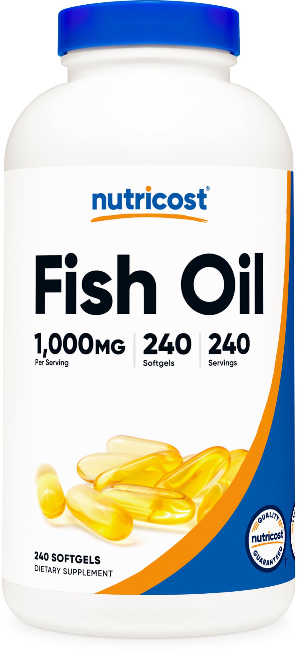 Nutricost Fish Oil Omega 3 Softgels with EPA & DHA (1000mg of Fish Oil 560mg of Omega-3) 240 Softgels Non-GMO Gluten Free.