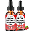 2 Pack Liquid Iron Supplement w/ Vitamin C A B-Complex Vegan Iron Drops High Potency Liquid Vitamin & Iron Supplements for Women Men & Children -Support Red Blood Cell Energy Anemia & Fatigue