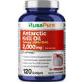 NusaPure Antarctic Krill Oil 2000 mg 120 Softgels Omega-3 EPA 360mg DHA 240mg Soyfree Astaxanthin Supplement Sourced from Krill 800ppm