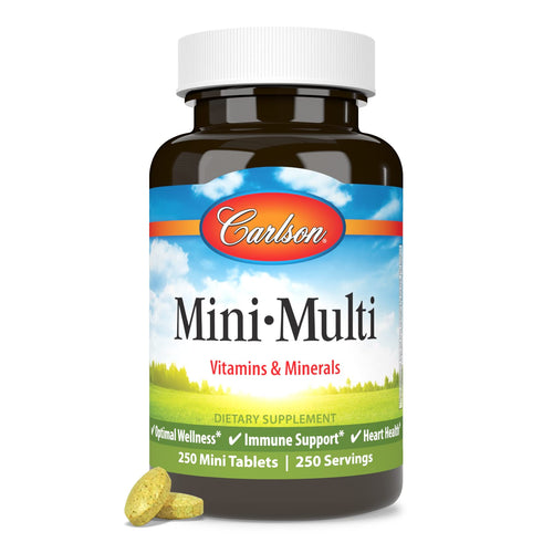 Carlson - Mini-Multi Small Multivitamin Tablets Vitamins & Minerals Immune Support & Heart Health Optimal Wellness Mini Multivitamins Multivitamin Mini Tabs Easy to Swallow 250 Mini Tablets - Unique Health