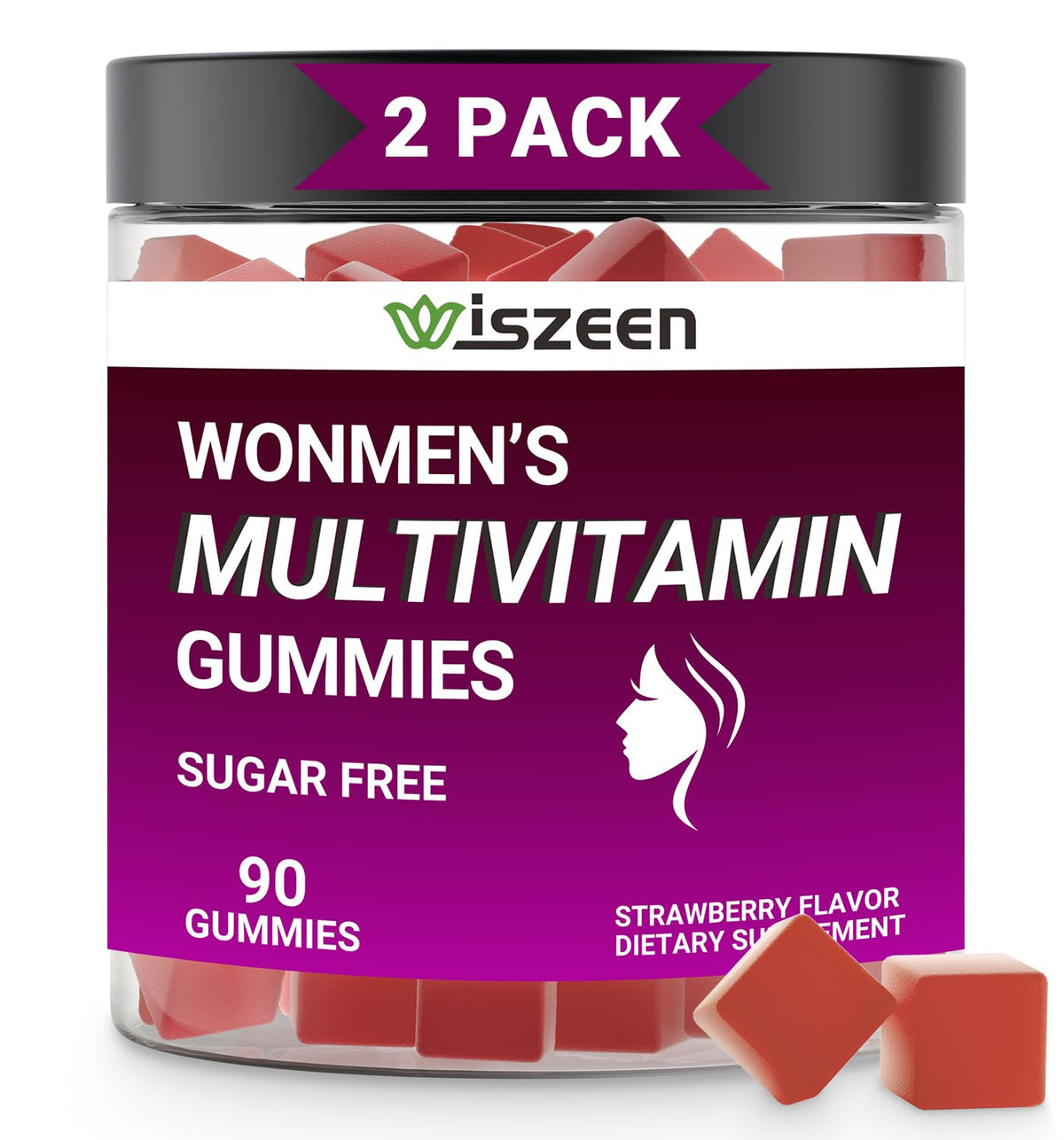 Wiszeen Sugar-Free Multivitamin Gummies for Women Methylated Multivitamins w/Calcium Vitamin D3 K2 C B12 Iron - Multi Vitamins & Minerals for Skin Hair Energy Immune Bone - Unique Health