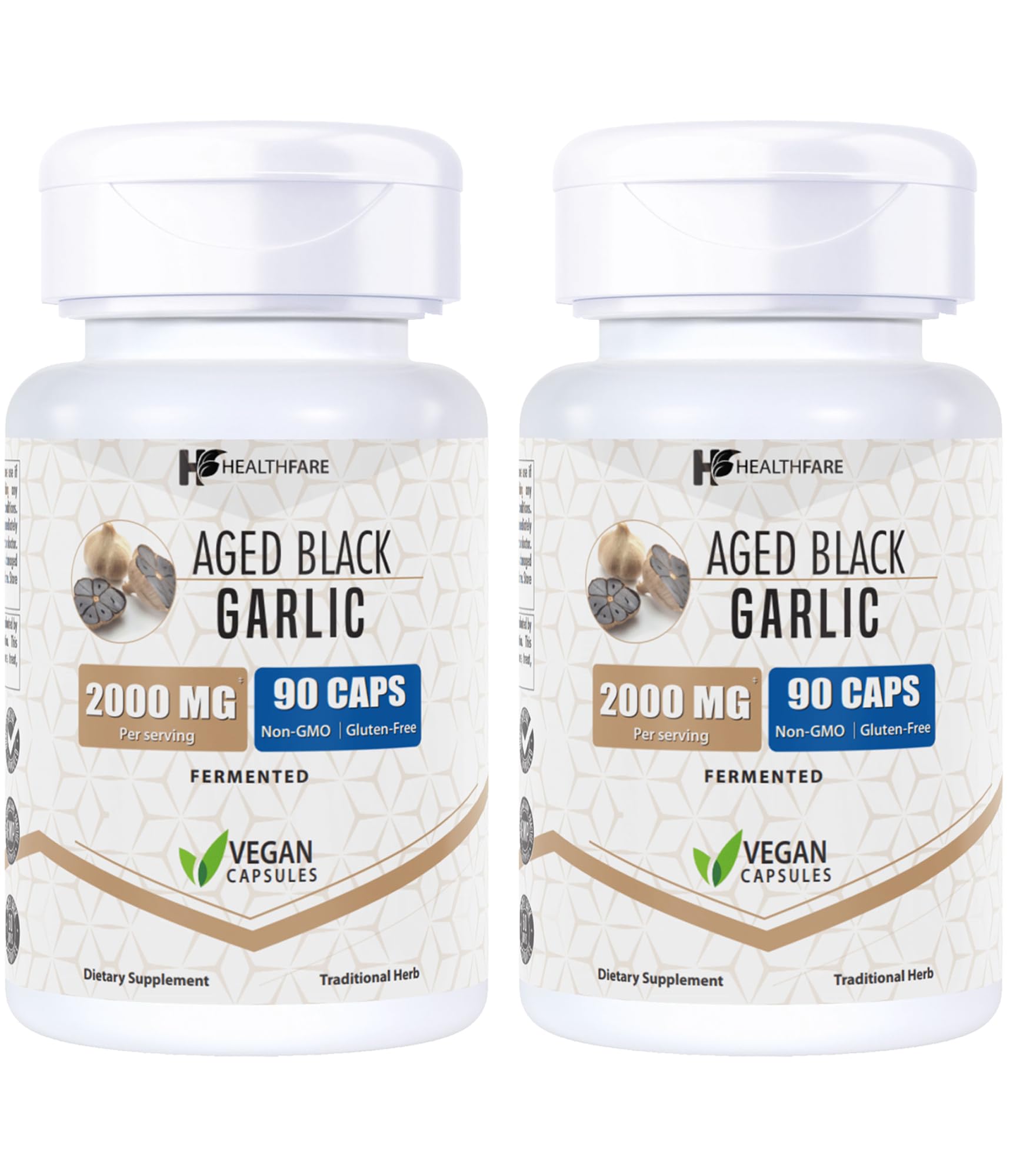 Healthfare Fermented Black Garlic Extract Dietary Supplement 2000mg | 90 Caps | Maximum Strength | Non-GMO | Gluten Free
