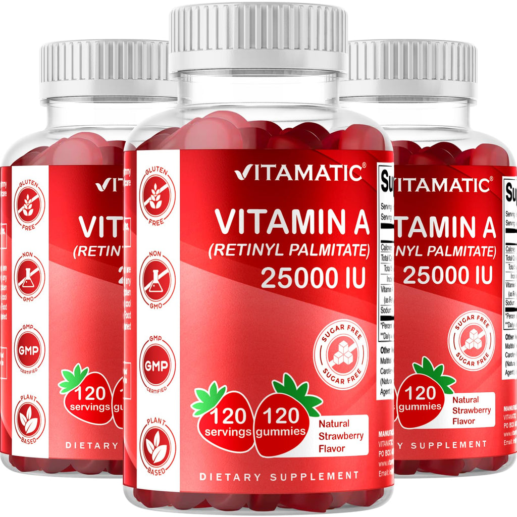 Vitamatic Sugar-Free Vitamin A 25000 IU Strawberry Gummies - 120 Count