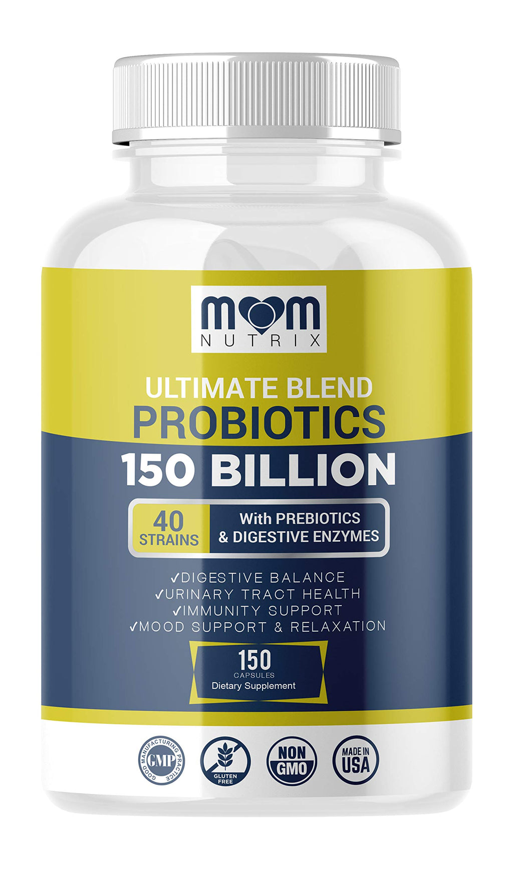 Probiotics 150 Billion CFU - 40 Strain Probiotics for Women Probiotics for Men and Adults - Shelf Stable Probiotic with Organic Prebiotic - Acidophilus Probiotic - 150 Capsules - Made in USA