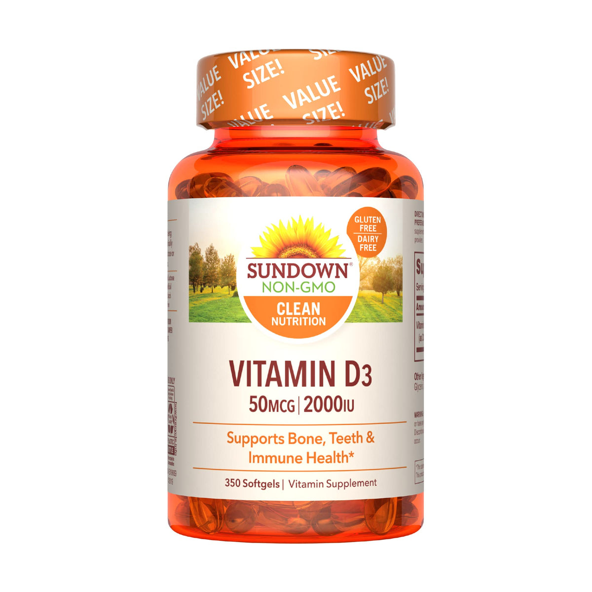 Sundown Vitamin D3 2000 IU Softgels Supports Bone Teeth and Immune Health 350 Count - Unique Health