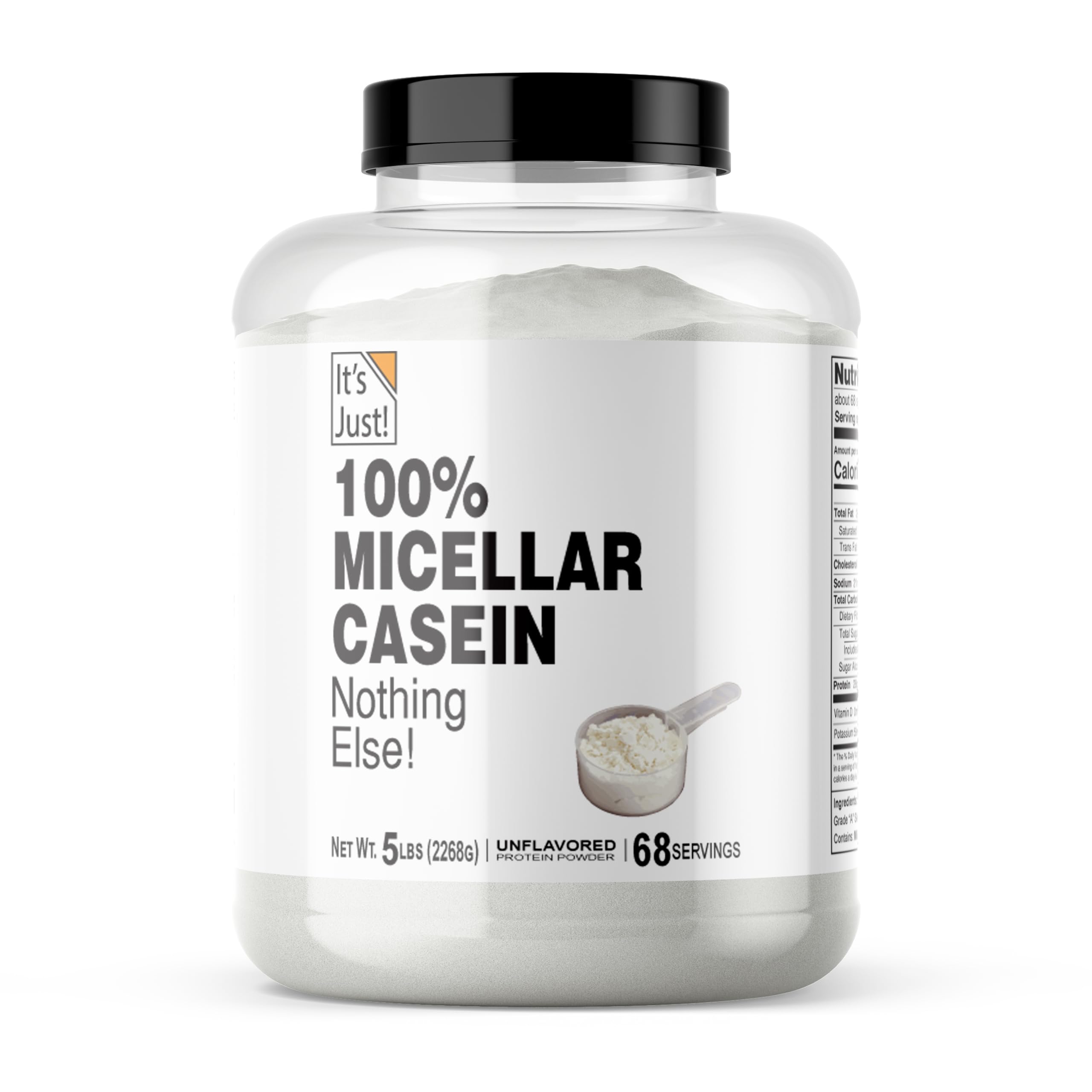 Its Just! - 100% Casein Protein Powder Made in USA No Added Flavors or Sweeteners (Unflavored 5 Pound (Pack of 1))
