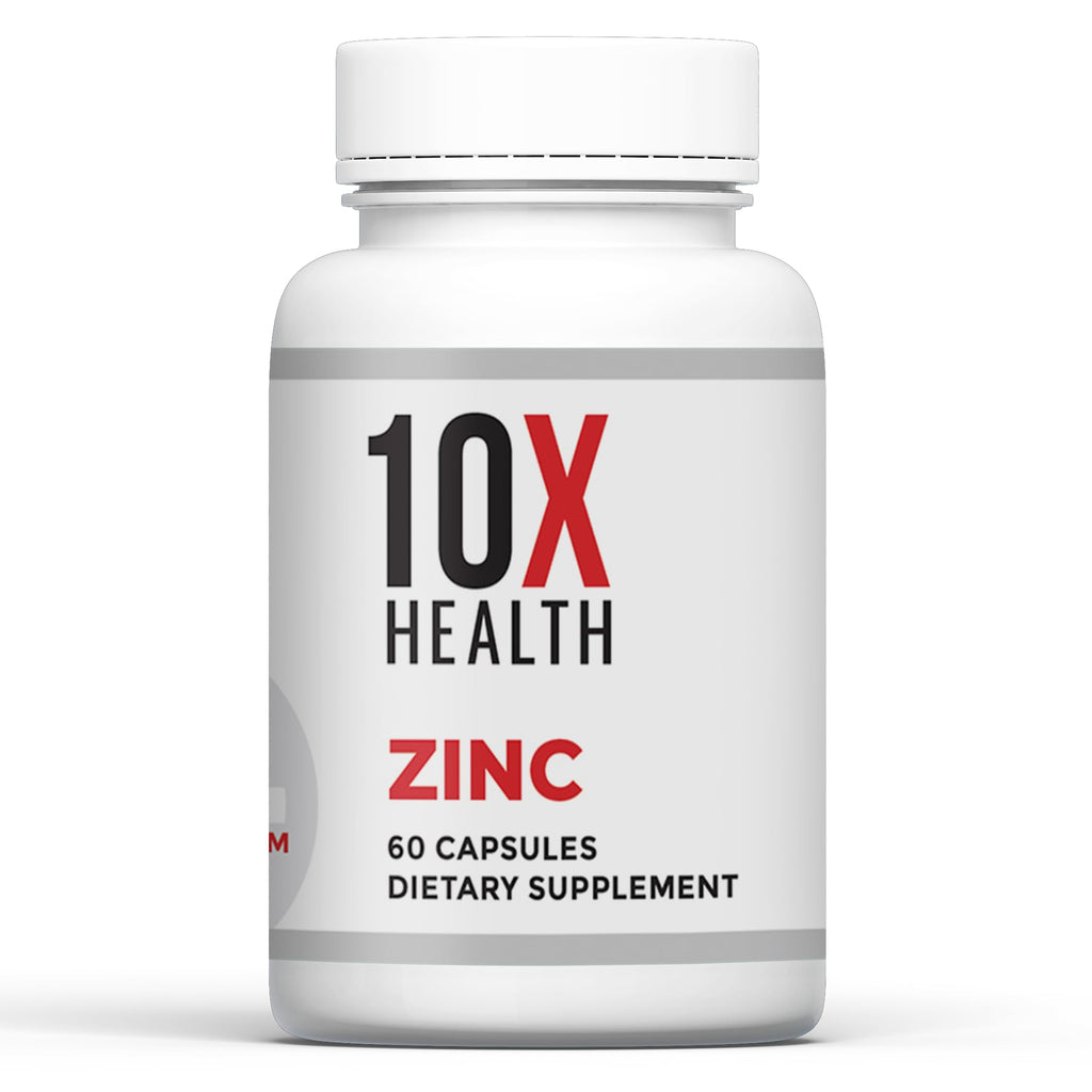 10X Health Zinc Picolinate - Contains Zinc 30mg for DNA & Protein Synthesis Overall Wellness & Immune Support Supplement - Zinc Supplements - 60 Capsules