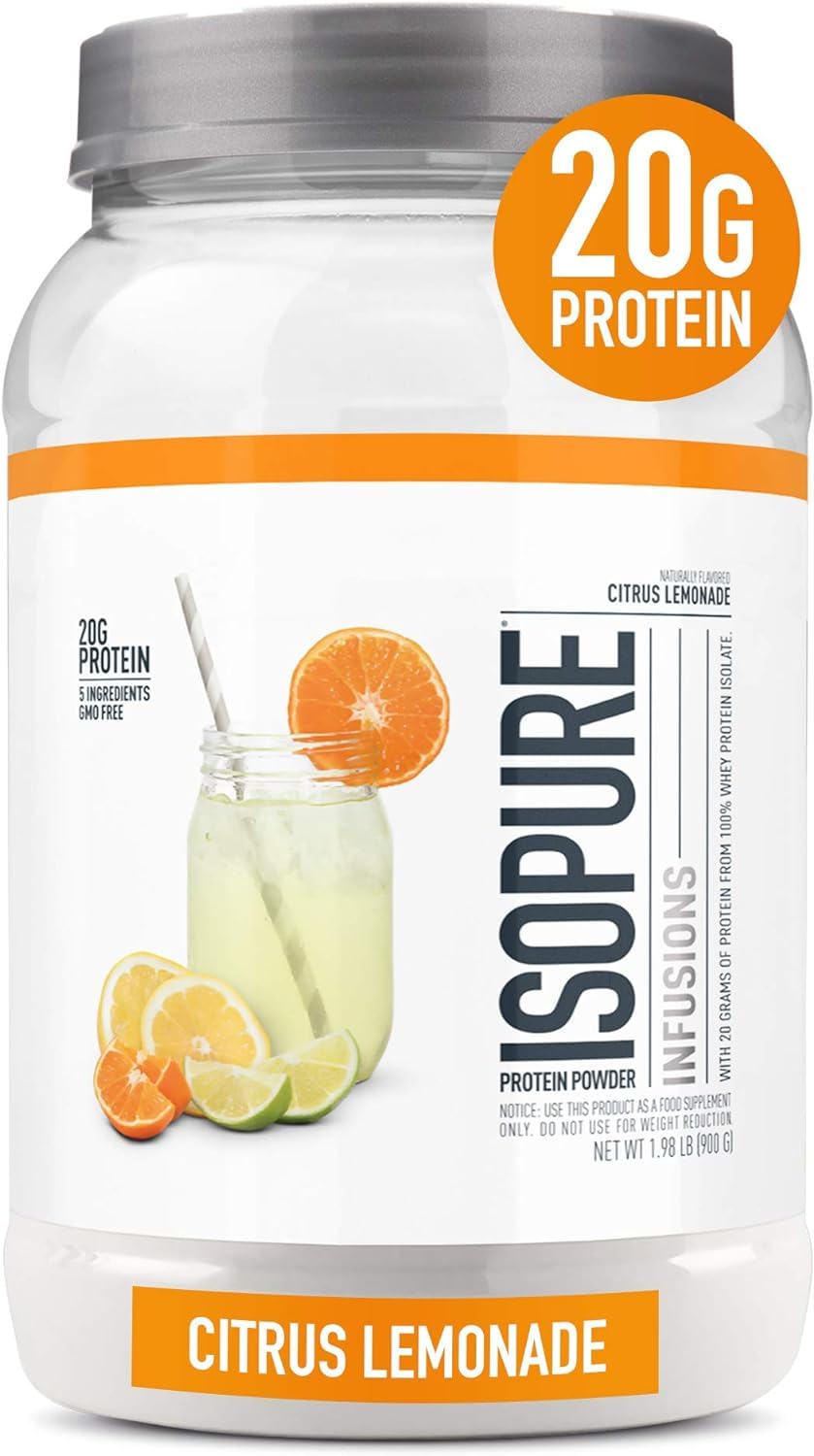 Isopure 100% Pure Whey Isolate Protein Powder Infusions Lactose Free Gluten Free Naturally Flavored Citrus Lemonade 20g Protein Per Serving 1.9 Lb 36 Servings