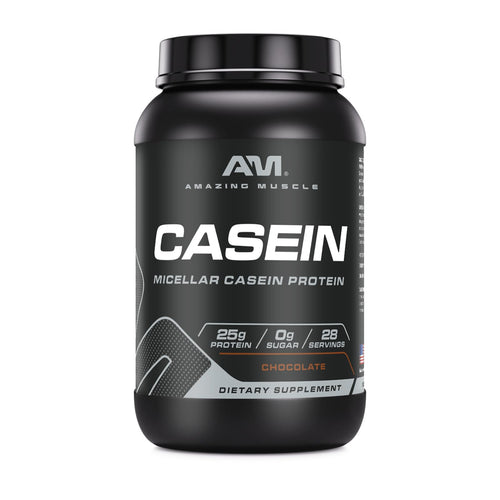 Amazing Muscle Casein Protein Powder | Chocolate Flavor | 25 G Protein | 2 Lb (907 G) | Non-GMO | Made in USA - Unique Health
