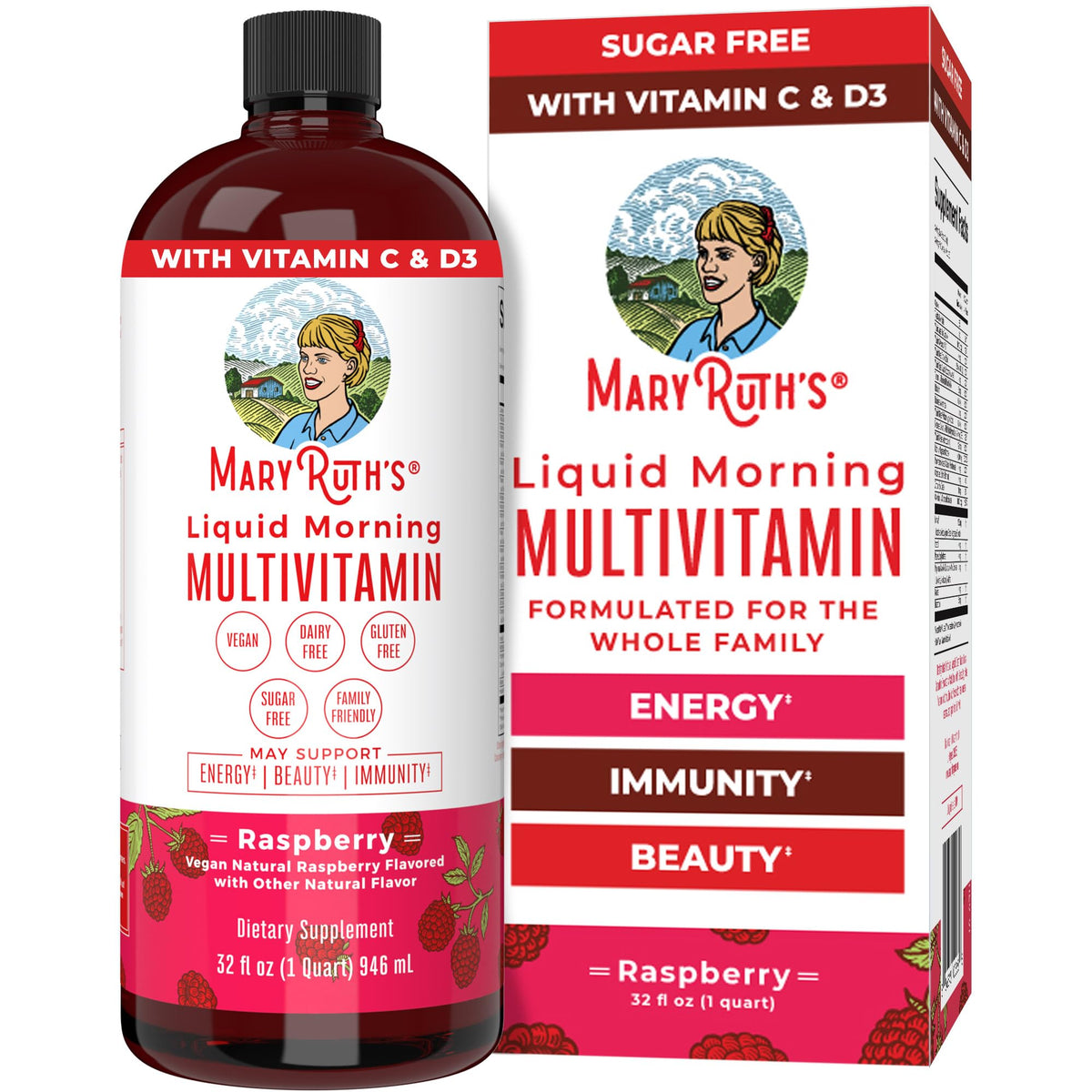 MaryRuth Organics Multivitamin for Women Men & Kids | Vegan Sugar Free | Womens Multivitamin & Multimineral | Beauty & Energy Womens Multivitamin | Non-GMO | 32 Fl Oz - Unique Health