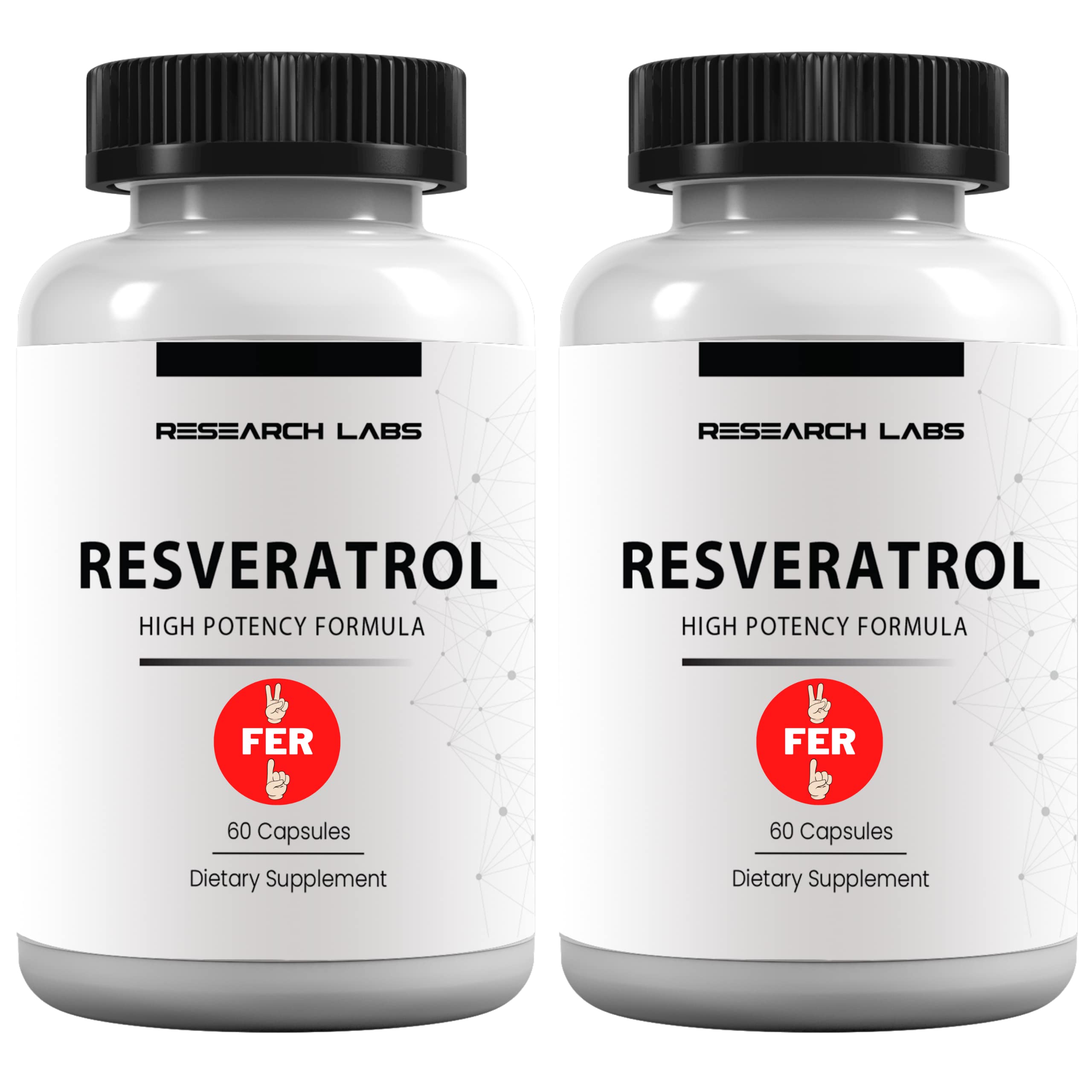 Research Labs 2X Potency Micronized Resveratrol Supplement 2 Fer 1 Ad - 1200mg Per 2 Capsules 120 Total - Potent Antioxidants Supplement Trans Resveratrol for Heart Health