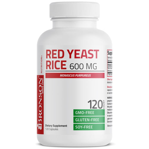 Bronson Red Yeast Rice 600 MG Monascus Purpureus Herbal Health Non-GMO 120 Capsules - Unique Health