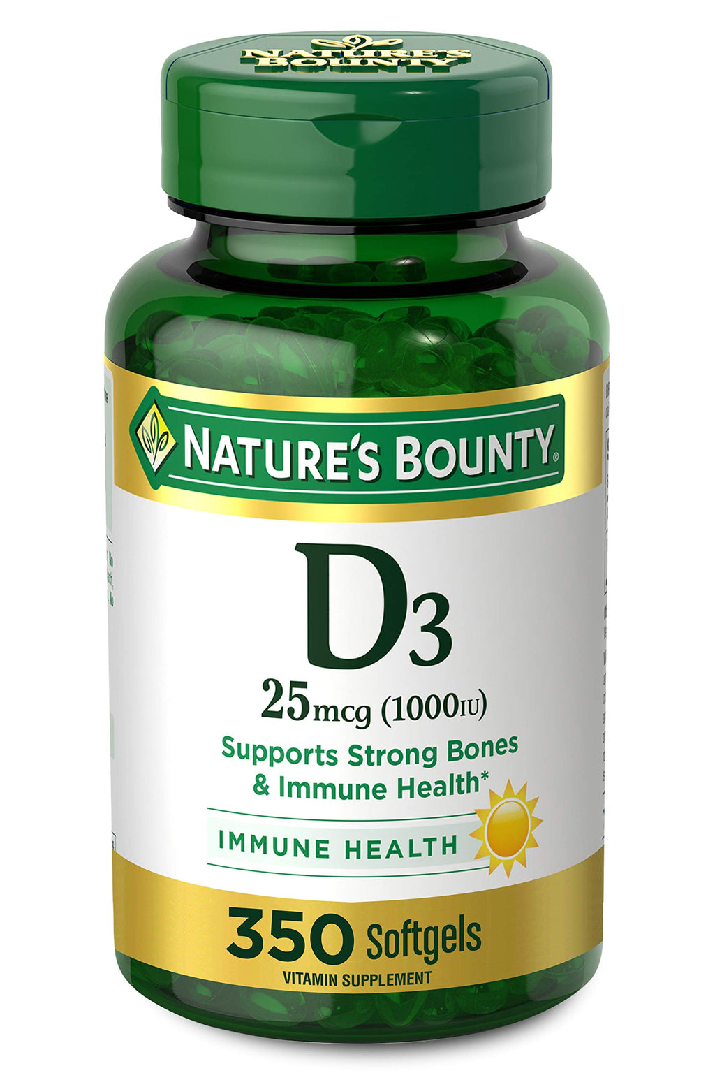 Natures Bounty Vitamin D3 1000 IU Softgels 350 Count - Unique Health