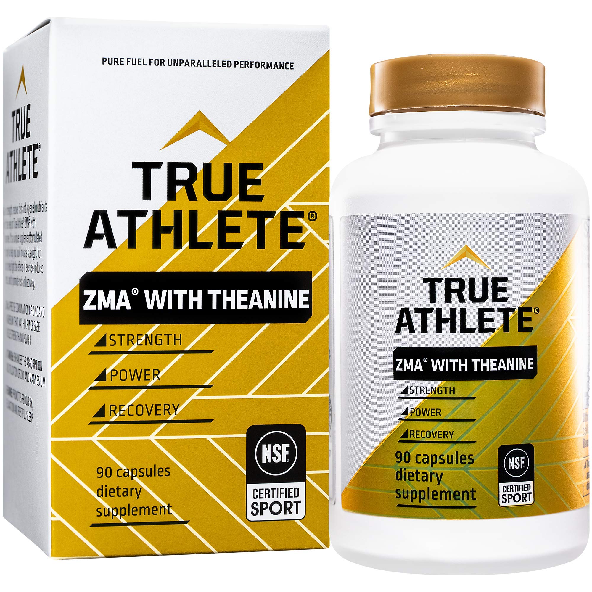 True Athlete ZMA with Theanine – Supports Muscle Recovery Strength & Sleep – Zinc Magnesium Vitamin B6 & Theanine Formula for Relaxation & Performance (90 Capsules)